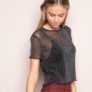 Brandy Melville Black Glitter Top